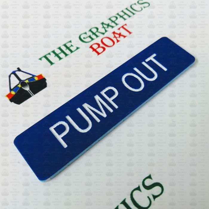 engraved Pump Out boat safety sign in Blue
