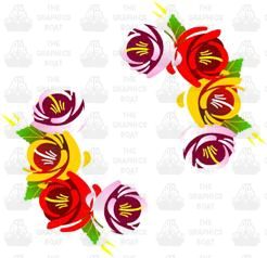 Traditional Style Canal Rose Sticker  Design 7 (Pair)