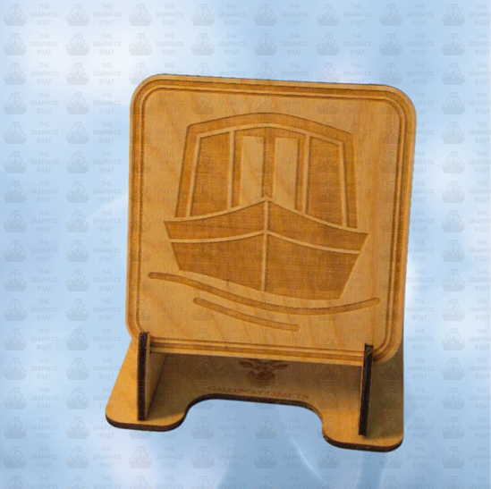 Laser Engraved Canal Boat Drinks Coaster by Galloway Crafts - VERSION 2