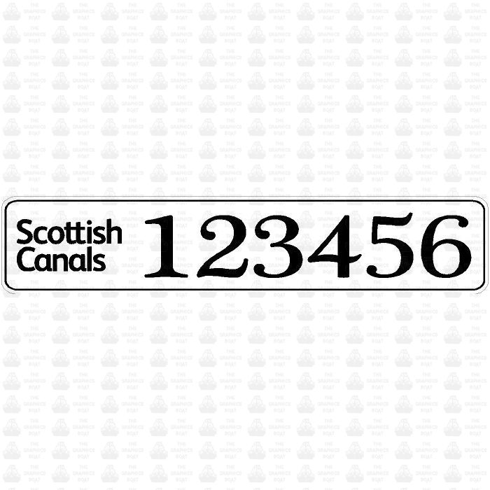 Scottish Canals Boat Index Number Sticker Plate Style (Pair)