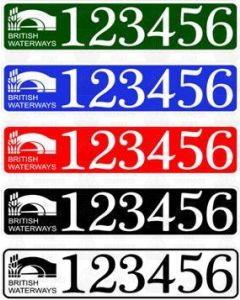 British waterways boat number plate