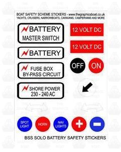 BSS Solo Battery - Boat Safety Scheme safety stickers.