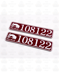 Engraved BW or CaRT Boat Index Number Inc. Boat Name (Pair)
