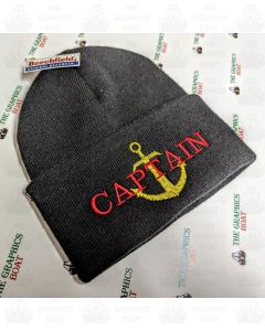 Beanie hat with embroidered Text