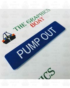engraved Pump Out boat safety sign in Blue
