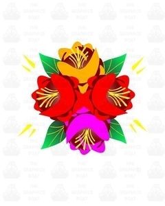 Traditional Style Canal Rose Sticker Design 14