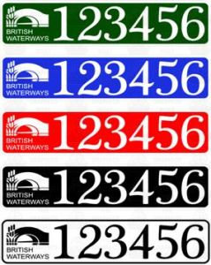 British waterways boat number plate