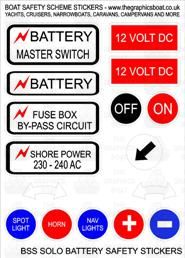 BSS Solo Battery - Boat Safety Scheme safety stickers.