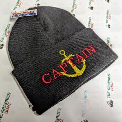 Beanie hat with embroidered Text