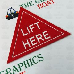 engraved boat safety sign, LIFT HERE.