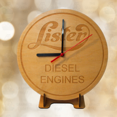 LISTER ENGINES ENGRAVED WOODEN CLOCK